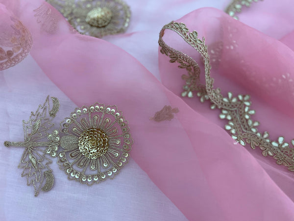 Pure Organza Silk Saree - Powder Pink