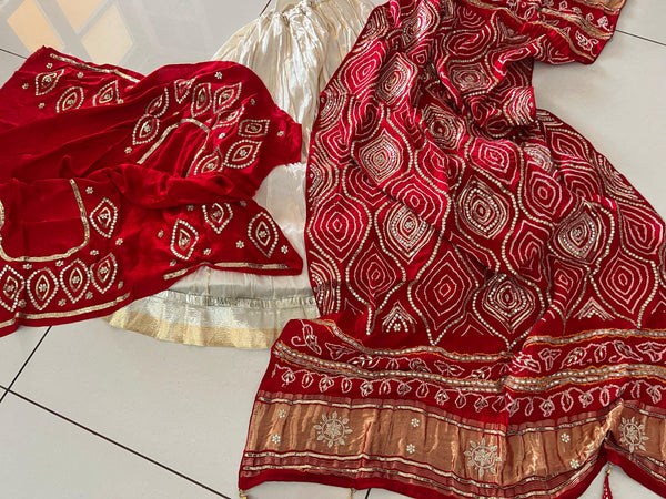 Red Barfi Lehnga Set