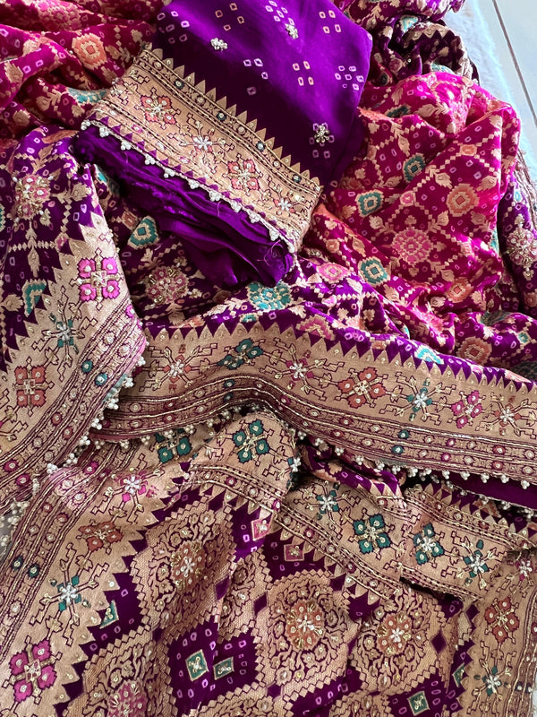 ✨ Meenakari Bandhej Zardozi Saree ✨