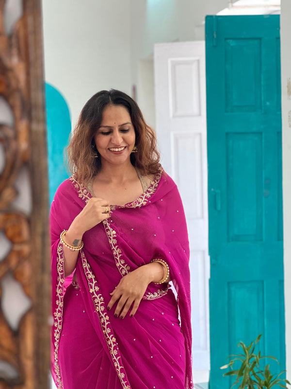 💗Rani Riwaayat – Zardozi Sitara Saree 💗