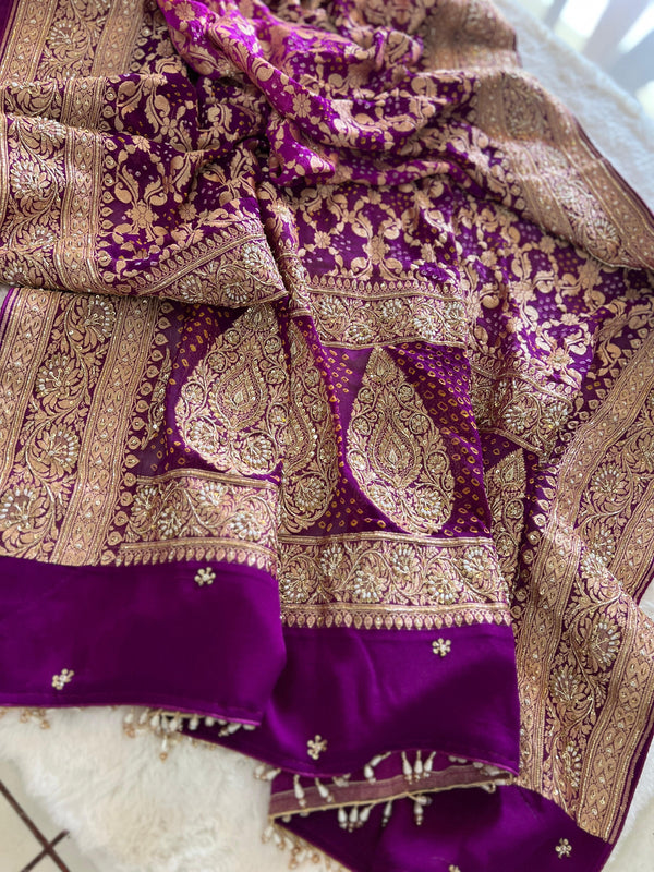 💞Exclusive Purple Bandhej Odhna – Shaadi Shagan Edit 💞