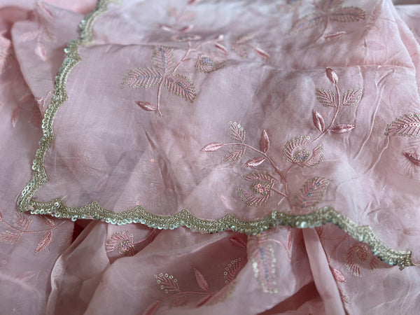 💞Powder Pink Organza Saree💞