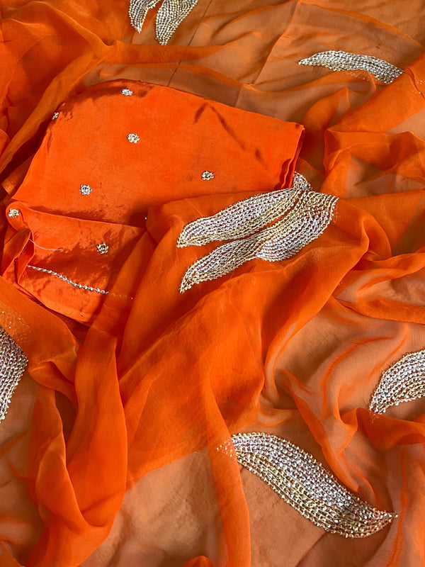 🧡 Fanta Orange – Ulti Katori Butta Saree 🧡