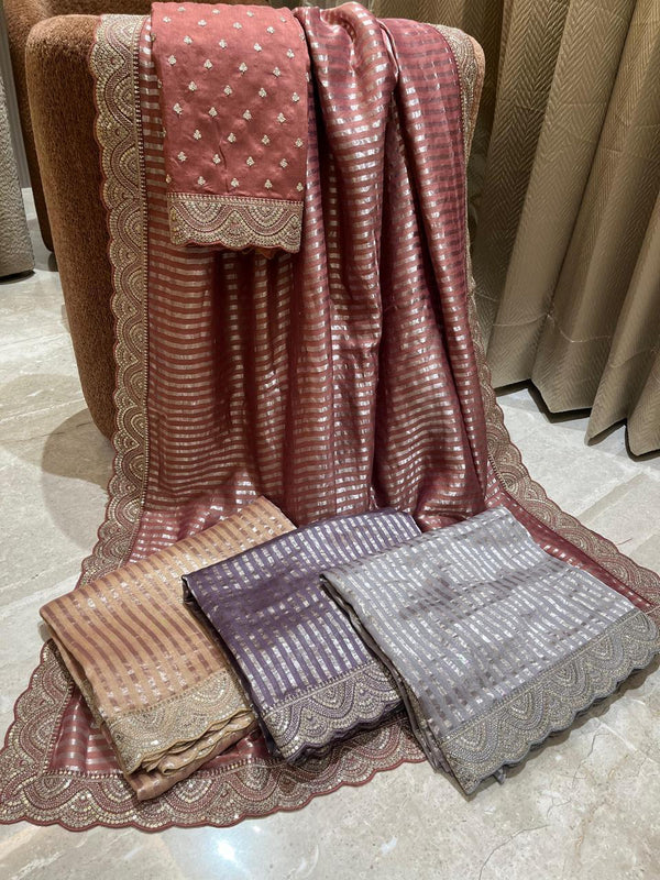💫 “Chandni Stripes” Pure Chanderi Silk Saree 💫