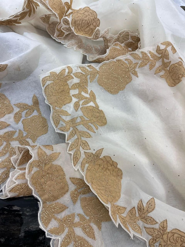 ✨ Appliqué Mukaish Saree ✨
