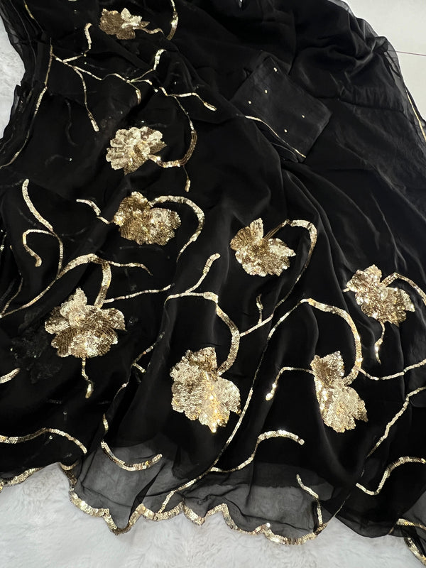 ✨🖤Black Cocktail Sitara Saree🖤✨