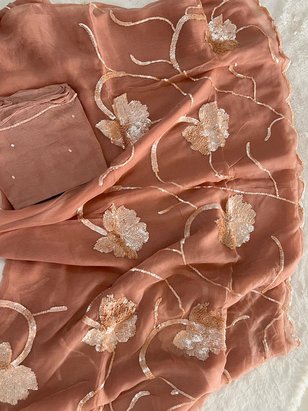 ✨🌸Dusty Pink Cocktail Sitara Saree🌸✨