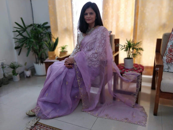 ✨ Meera Zardozi Saree - Lily Lilac✨