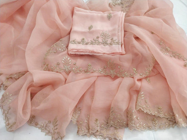 ✨ Meera Zardozi Saree - Soft Cream✨