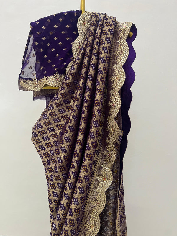 💜 Noor-e-Gharchola Bandhani Saree – Deep Purple ✨🌸