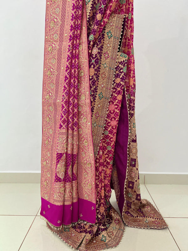 💞 Meenakari Bandhani Combo-Saree & Dupatta💞