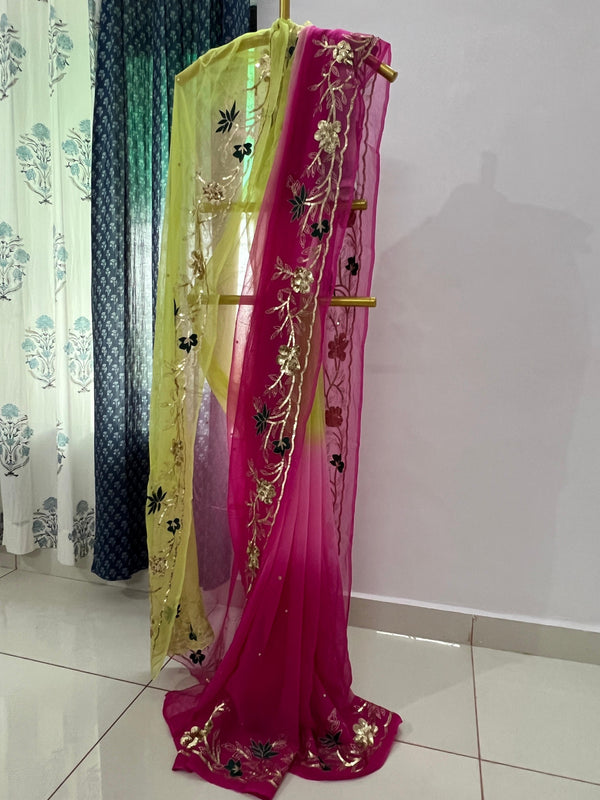 ✨ Pink Sunset Chiffon Saree ✨