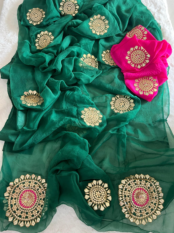 💚💖Gotapatti Edition Saree - Green💚💖