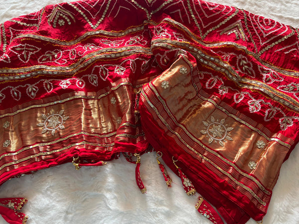 ❤️ Red Barfi Bandhej Dupatta ❤️
