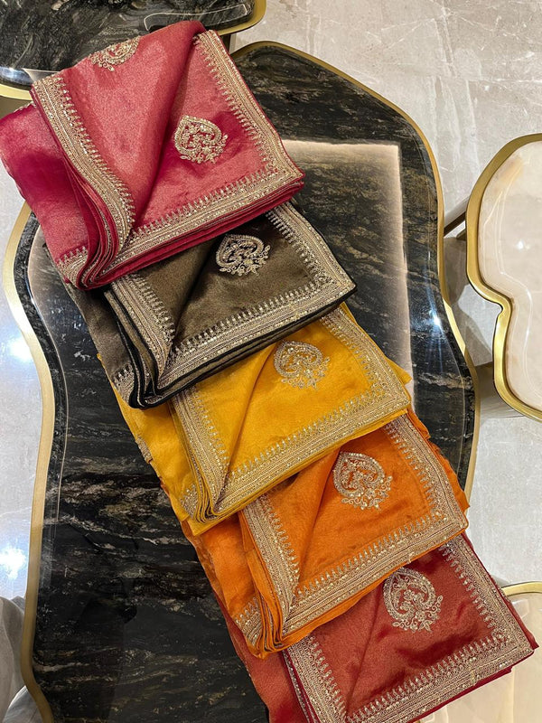 💫Tissue Silk With Zardozi Butta Saree💫