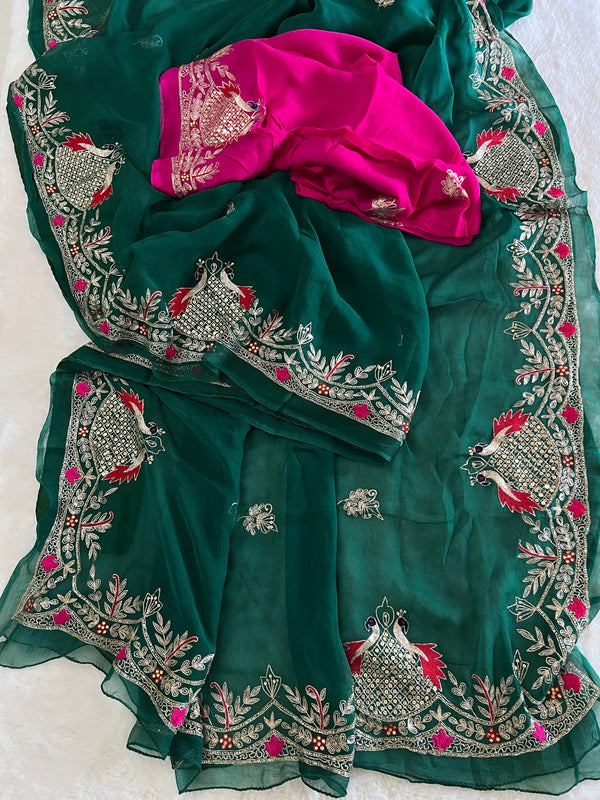 💫 Maharani Heavy Border Peacock Saree 💫