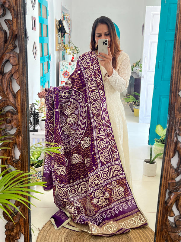 RAASMANDAL BANDHANI DUPATTA - PURPLE