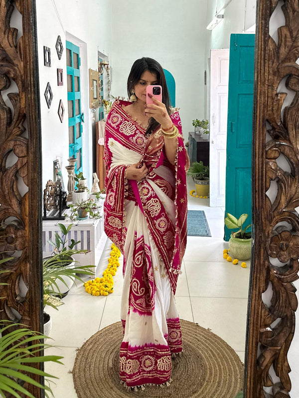 🌷Gulkhera🌷- Pure Gajji Silk Saree with Blouse