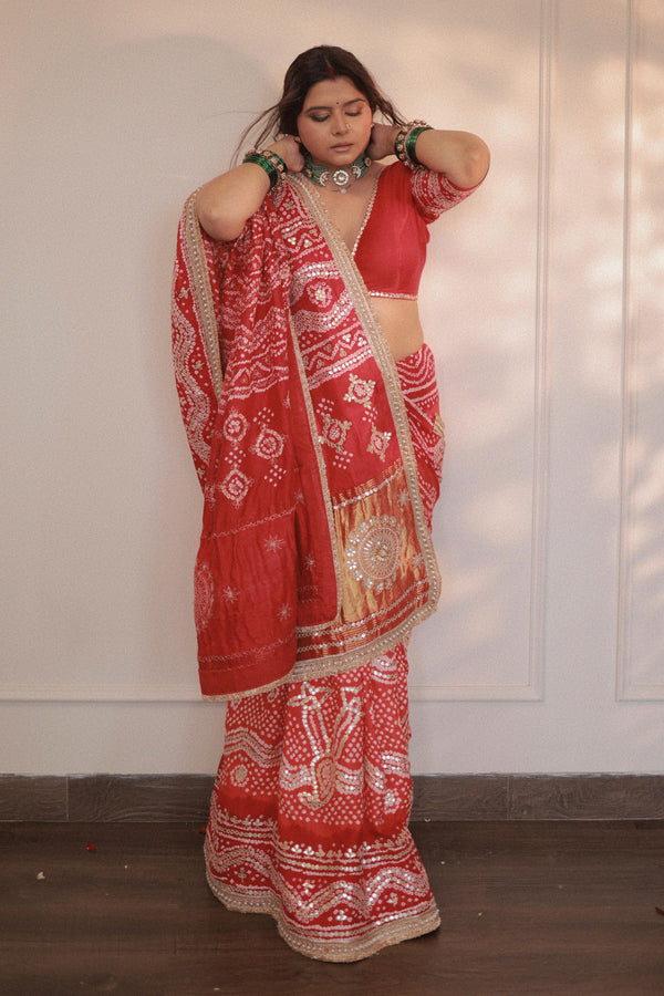 🌼 Bandhani Peela Saree 🌼