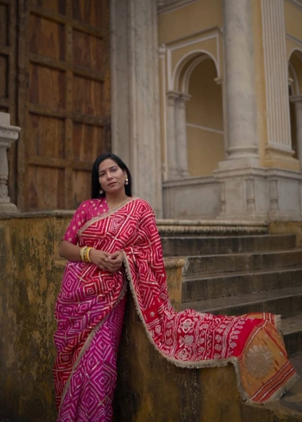 Bridal Trousseau - Red Rani colored Saree