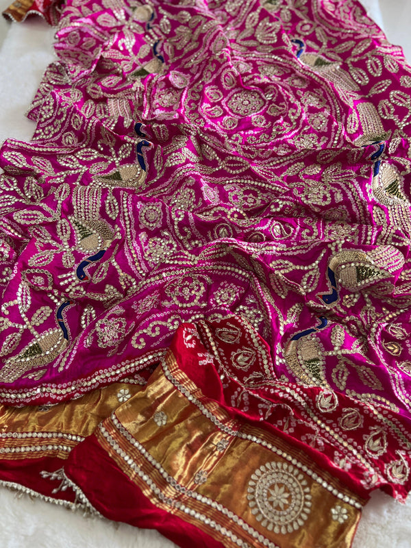 🌷✨मोर – Red Rani Bandhani Odhna ✨🌷