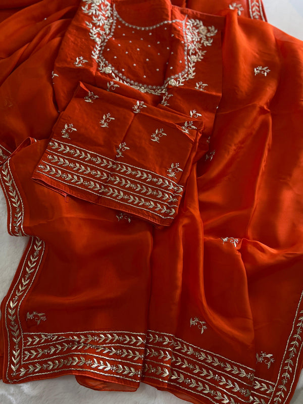 ✨ Kesari Zardozi Saree ✨